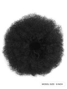 8-Inch Drawstring Bun African American Big Bun Hair Piece Silky African Black With Clip Short Curly Bun - Black - View 3