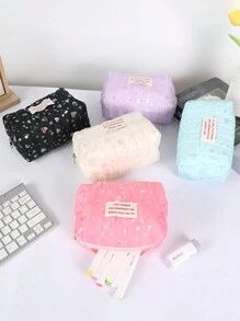 1 Stück glänzende Bleistifttasche mit Herz Muster, große Kapazität Milch Puff weicher Stoff Stifttasche, tägliche Aufbewahrung für kleine Gegenstände, Lernessenzielle Schreibwaren Box, kreativer Home Desktop Ornament