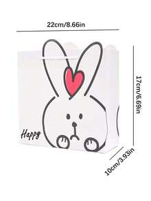 1入組紙質禮品包裝袋可愛兔子和字母圖案派對禮品袋 - 粉色 - 查看 3