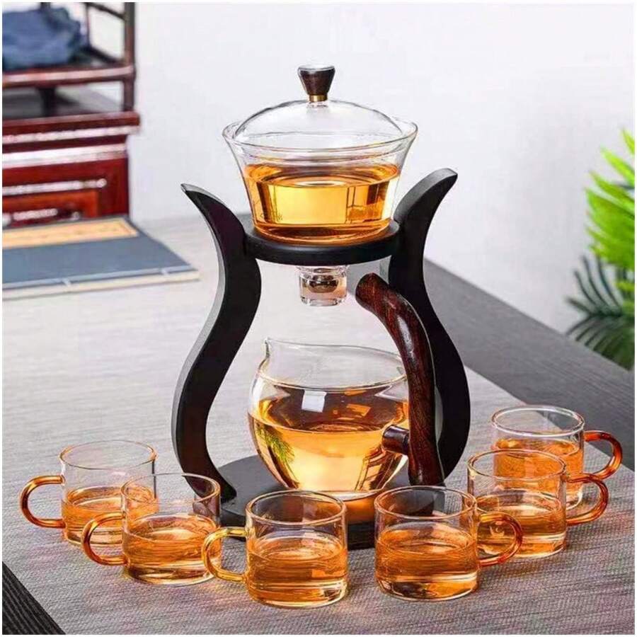 FIRE KIRIN 懒人功夫磁力玻璃茶壶带旋转盖半自动