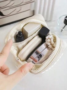 便携小型多层化妆包收纳小包包出门携带迷你小口红包（拉链闭合方向左右随机）