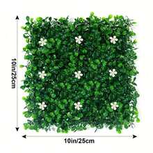 Artificial Plant Wall Panels With White Flower Grass Heads - UV Resistant Plastic Splicing Boards For Outdoor Wall Decor, Easter Party And Wedding Decoration - Green - View 4
