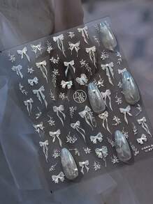 1 arkusz elegancka perłowa muszka naklejki do paznokci samoprzylepne ozdoby do paznokci naklejka dekoracyjna Aurora Bowknot kwiat Manicure naklejki DIY