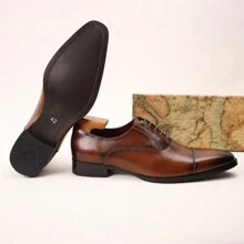 Herren-oxford-schuhe Mit Quadratischer Zehenpartie Und Drei Kragen. Formeller, Klassischer Business- Und Hochzeitsbräutigam-schuh, Echtes Leder, Alltags- Und Freizeitkleidung, Besprechungsschuh