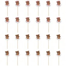 12pcs Cute Cloud And Bear Cupcake Decoration Plugins, Dessert Decoration For Birthday Parties - Multicolor - View 9