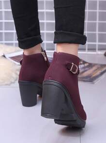 elegantes botas de moda De Mujeres De Moda Zapatos De Tacón Con Cordón Botines,Zapatos individuales de boca profunda para mujer, tacón medio grueso, zapatos blanco con punta puntiaguda,Womens Chunky Heel Ankle Boots,Botas de vestir de tacón alto de moda,Las mujeres de tacón alto botas individuales otoño cremallera lateral hebilla, Botas de combate minimalistas para mujer, nuevas botas para mujer de primavera, otoño e invierno, botas de color sólido, cordones laterales y cremallera, diseño de tacón grueso y punta redonda, estilo minimalista - Rojo - Ver 4