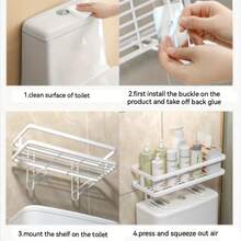 1入浴室馬桶上置物架，浴室收納置物架，浴室收納架，洗髮水和沐浴露收納架，浴室配件，浴室收納及整理 - 彩色 - 查看 11