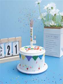 1入組糖果音樂驚喜蠟燭-自動噴霧彩色糖果，生日創意蛋糕裝飾蠟燭 - 多色 - 查看 1