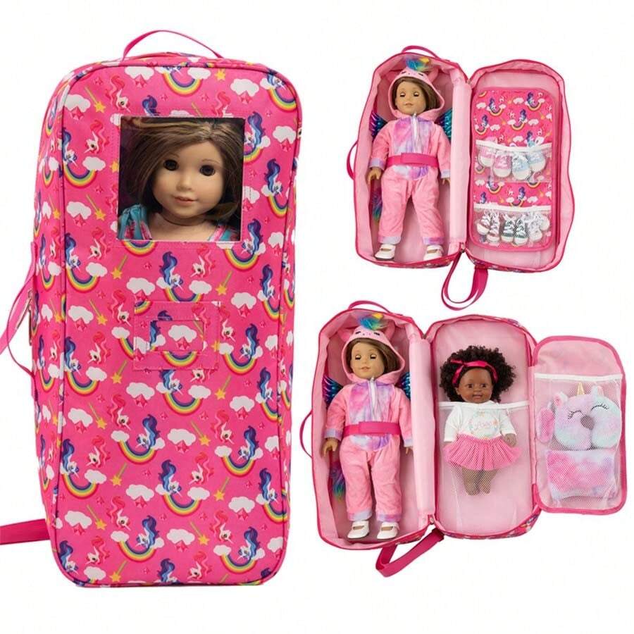 High-Capacity Doll Travel Case, Suitable For 17-18 Inch Girl Dolls, DIY Accessories (Doll Not Included) - Multicolor - View 1