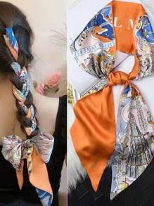 1入組女士春夏款休閒模擬絲質圍巾，專業印花圍巾適用於脖子、頭巾，薄型裝飾圍巾或腰帶，頭巾時尚髮箍 - A - 查看 17