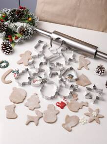 12pcs Fun-Shaped Christmas Theme Cookie Cutter Set, Household 430 Stainless Steel Candy Molds, Complete Set Of Kitchen Bakeware Accessories Christmas Decor Christmas Party Favors Christmas Party Supplies Christmas Party Merry Christmas Christmas Eve Christmas Christmas Decorations Christmas Pajamas Christmas Gifts Christmas Decor - Silver - View 11