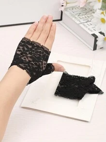 Zhenyanyouyun 1 Pair Women Lace Half Finger Gloves, Short Fingerless Sun Protection Gloves For Driving, Summer Lightweight Style - Various - View 14