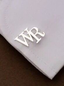 [1 Pair] Custom Name Cufflinks For Men, Stainless Steel Shirt Buttons With Abbreviation, Personalized College Style Logo Cufflinks, Groomsman Wedding Jewelry, Family Festival Gifts, Graduation & Friends Gifts Gold, Silver Stylish For Father's Day, For Graduation, For Weddings, For Daily Wear, For Party, For Prom