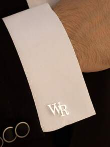 [1 Pair] Custom Name Cufflinks For Men, Stainless Steel Shirt Buttons With Abbreviation, Personalized College Style Logo Cufflinks, Groomsman Wedding Jewelry, Family Festival Gifts, Graduation & Friends Gifts Gold, Silver Stylish For Father's Day, For Graduation, For Weddings, For Daily Wear, For Party, For Prom