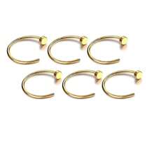 6Pcs Fake Nose Rings For Women Stainless Steel Lip Rings Labret Ring Nostril Hoop Piercing Studs Nose Piercing Jewelry