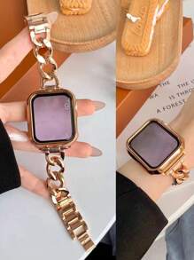 1 pieza Correa para Apple Watch para mujer, de cadena de metal con moda, compatible con la banda Apple Watch Ultra de 49mm, 40mm, 45mm, 44mm, 42mm, 41mm, 38mm, nueva correa de moda, transpirable y fresca, adecuada para el verano, compatible con Apple Watch Series 9, 8, 7, SE, Ultra, 6, 5, 4, 3, 2, 1, correa ajustable de cadena de jean de metal, accesorios de correa Apple Watch