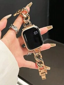 1 pieza Correa para Apple Watch para mujer, de cadena de metal con moda, compatible con la banda Apple Watch Ultra de 49mm, 40mm, 45mm, 44mm, 42mm, 41mm, 38mm, nueva correa de moda, transpirable y fresca, adecuada para el verano, compatible con Apple Watch Series 9, 8, 7, SE, Ultra, 6, 5, 4, 3, 2, 1, correa ajustable de cadena de jean de metal, accesorios de correa Apple Watch