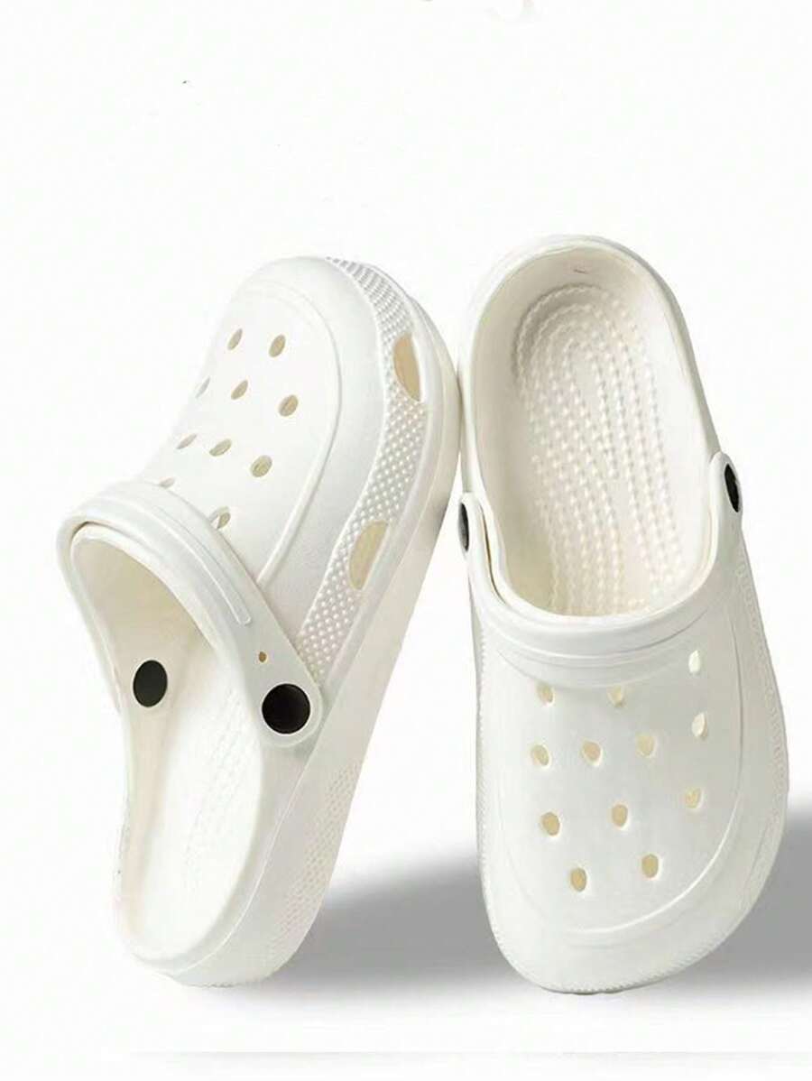 1 双女式白色 EVA 拖鞋，软底户外沙滩休闲鞋，超柔软、透气、防滑、防臭、抗菌拖鞋，浴室拖鞋