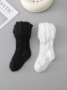 2 件套婴幼儿女童简约黑白紧身裤，适合春秋季校服搭配 - 黑與白 - 查看 4