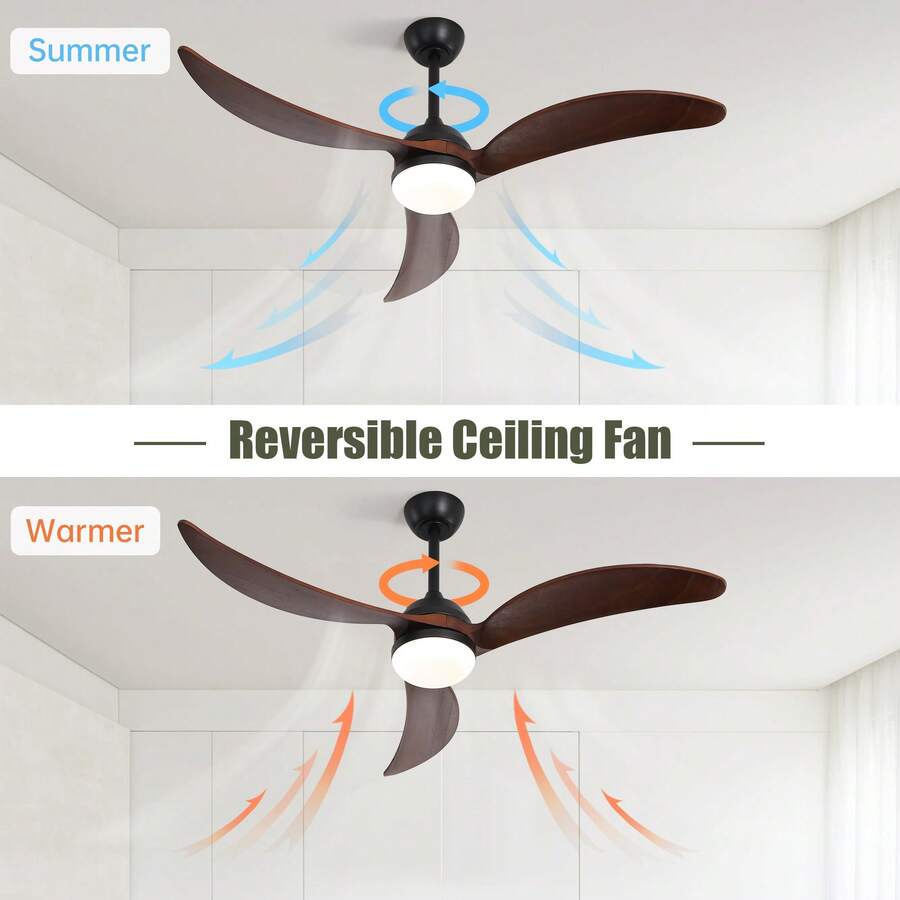 52 In. LED Indoor/Outdoor Smart Wood White Ceiling Fan With Light And 6-Speed Remote - 紫紅色 - 查看 1