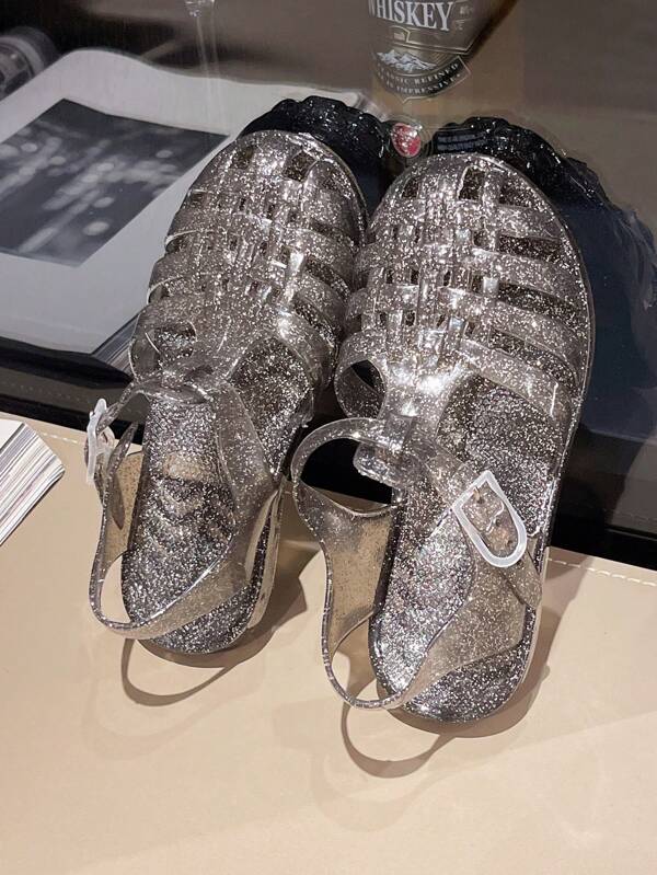 Children Sandals Baby Beach Shoes Summer Girls Flat Princess Shoes Crystal Jelly Shoes