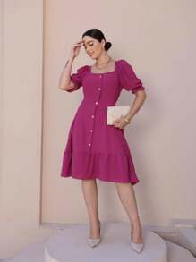 Women Dresses - 玫瑰紅 - 查看 3