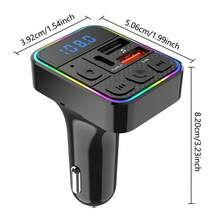 汽车 FM 发射器音乐 MP3 播放器支持 TF 卡 USB 闪存盘播放 Type C 双 USB 车载充电器无线免提通话车载套件 - 黑色 - 查看 2