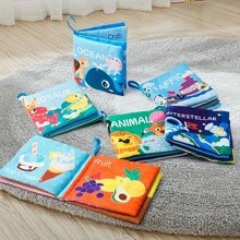 The First Soft Cloth Book For Babies, With Rustling Sound When Rubbed, Includes Animal, Dinosaur, Food, Transportation, Space And Ocean Series, Christmas And - Multicolor - View 2