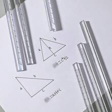 Regla triangular transparente para dibujar y medir, estilo simple, con escala 3D, 15cm/20cm, adecuada para exámenes y uso de oficina, regla triangular de plástico transparente para volver a la escuela - transparente - Ver 3