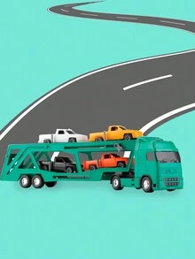 Caminhão Cegonheira Carros Brinquedo Carreta Roma Brinquedo - Multicolorido - Visão 1