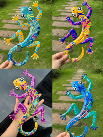1pc Colorful Metal Lizard Wall Decoration Iron Hollow Gecko Hanging Decoration Lizard Outdoor Decoration Hanging Glass Sculpture Decoration Garden Fence Home Home Metal Crafts Suitable For Home Decoration Outdoor Garden Decoration Bohemian Style Garden Decoration Yard Decoration Balcony Decoration Fencedecorwall Decorroom Decor Bedroomautumn Home Decorwall Decorhome Decor Living Roomhome Accessoriesdecorhouse Decor