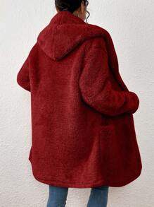 Women Winter Coats - Burgundy - View 3