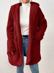 Women Winter Coats - Burgundy - View 5