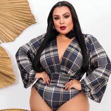 Plus Size Jumpsuits - Xadrez - 查看 1