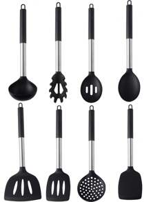 Silicone Kitchen Cooking Utensil Set, 43 Pcs Spatula Set With Stainless Steel Handle, Non-Stick Heat Resistant - Best Cookware Set-(Black) - Black - View 16