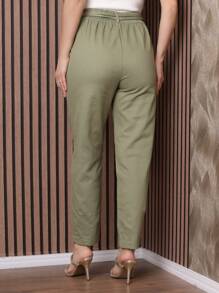 Women Jeans - 軍綠色 - 查看 4