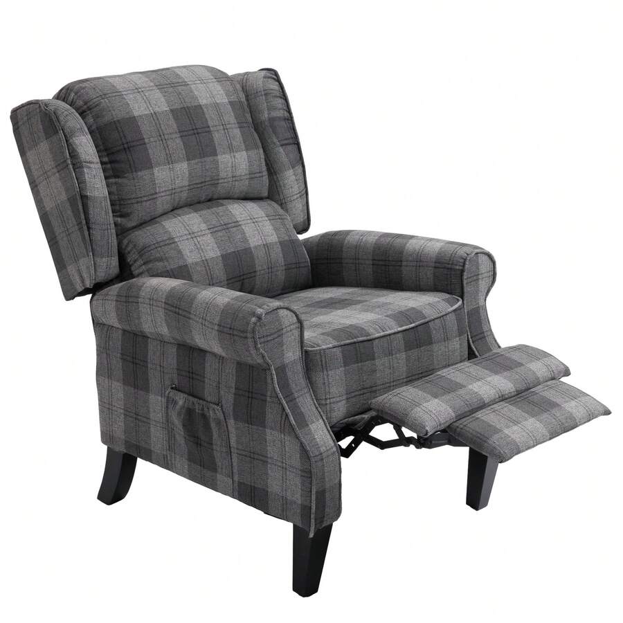 Vintage Armchair Sofa Comfortable Upholstered Leisure Chair / Recliner Chair For Living Room(Grey Check) - Xám - Xem 1