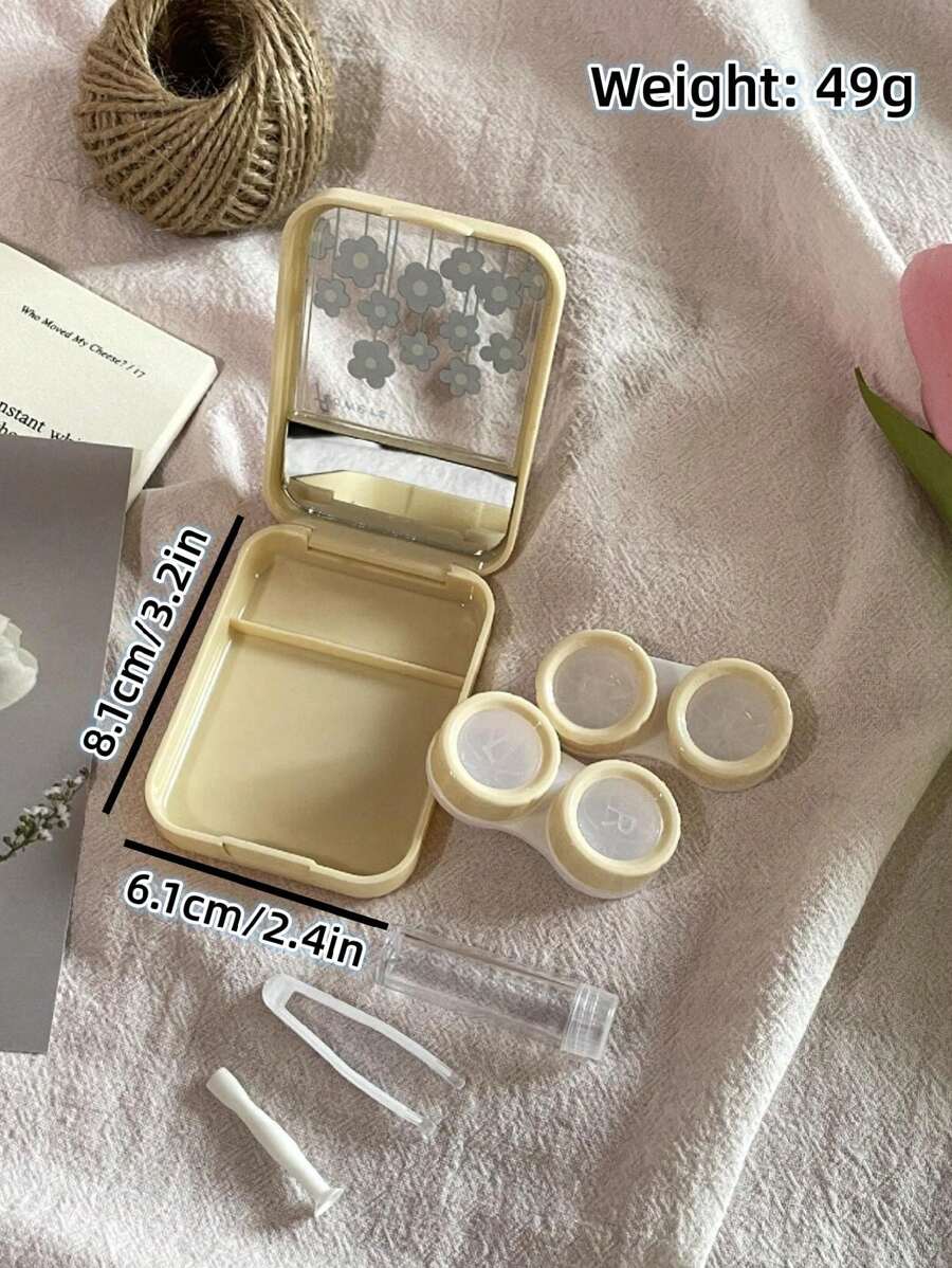 1pc Small And Fresh INS Flowers Portable Invisible Contact Lens Case
