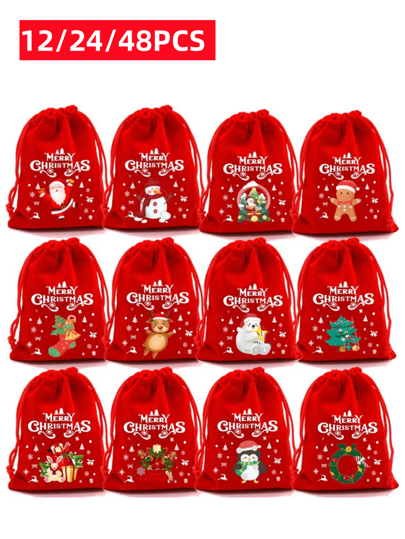 Christmas Flocked Drawstring Bag, Flocked Fabric And Soft Rope, Printed With Clear Christmas-Themed Patterns, Various Styles, Can Be Used As Apple Bag Or Gift Bag For Candy, Bakery Goods, Suitable For Christmas Tree Ornaments, Gift Wrapping For Christmas & New Year, Chocolate Bags, Christmas Party Favor Bags Christmas Decor Christmas Party Favors Christmas Party Supplies Christmas Party Merry Christmas Christmas Eve Christmas Christmas Decorations Christmas Pajamas Christmas Gifts Christmas Decor
