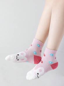 5 Pairs/Set Cute Cartoon Rabbit Pattern Mid-Calf Socks For Girls, Comfortable And Soft, Suitable For Daily Casual Wear In Spring And Summer - Multicolor - View 4
