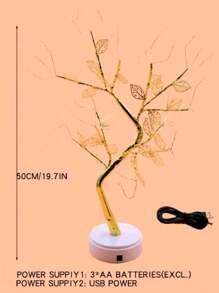 PAQUETE DE 10 PIEZAS LAMPARA DECORATIVA DE ARBOL CON HOJAS DORADAS CON 72 LUCES LED - Champán - Ver 6