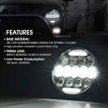 7 Inch Headlight Fit For Street Glide H4 Round Sealed Beam DOT SAE Approved Motorcycle Led Headlight