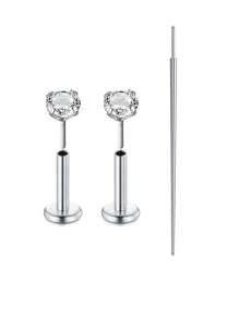CIZME 3 bucăți 16G/18G/20G Butoane fără fir pentru nas Bijuterii piercing labret din oțel inoxidabil pentru Tragus Monroe Cercei pentru cartilaj Helix pentru buze pentru femei bărbați, șuruburi fără fir pentru nas CZ inele pentru nas pentru femei bărbați inele labret din oțel inoxidabil inele pentru buze ineluri pentru buze CZ Tragus Helix Piercing Bijuterii hipoalergenice, cercei cu spate plat