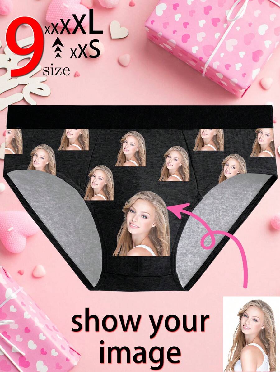 Calzoncillos personalizados de hombre con caras divertidas, ropa interior de pareja novedosa, ropa interior triangular impresa, fotos de hombres, regalo exclusivo para el novio personalizado, regalo del Día de San Valentín