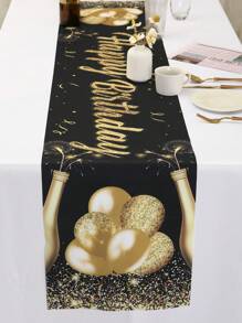 1 pieza Mantel de poliéster para cumpleaños en color negro y dorado, Cubremantel para mesa para decoración de fiesta de té de barbacoa de aniversario para hombres y mujeres. Decoración para cumpleaños de 90, 80, 70, 60, 50, 40 y 30 - oro negro - Ver 4
