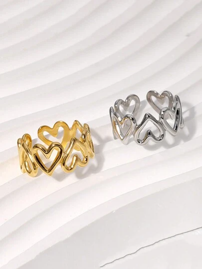 1st minimalistisk hjärtformad parring i rostfritt stål, icke-blekning
