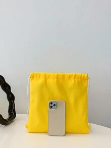Solid Color Nylon Children's Simple Drawstring Backpack For Girls - A - View 4