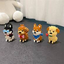 Bloques de construcción con partículas de tamaño micro de la serie de mascotas perro, un juguete que ejercita los dedos y la capacidad de pensamiento, apropiado para principiantes en bloques de construcción como regalo, 1 pieza