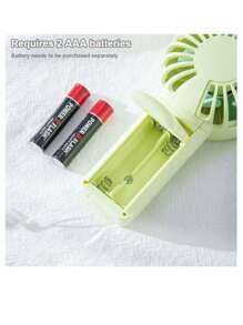 1入手持迷你風扇配搭掛繩，由2節AAA電池供電（電池未包含）