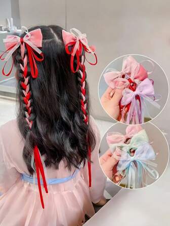 2st härliga rosettband hårklämmor för flickor, barnpresent, daglig användning (förpackad utan stödkort)